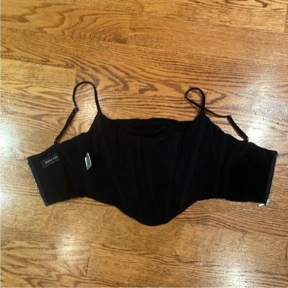 White Fox Boutique Corset Top Cropped Bustier Draped Black Size XS - Picture 9 of 16